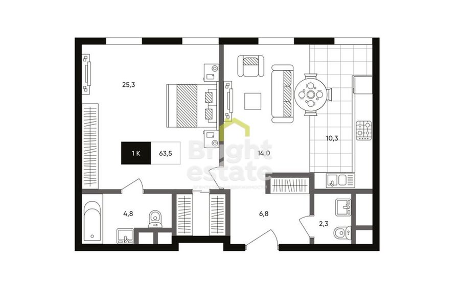 Продается 1-комнатная квартира в жилом комплексе TITUL. ID 14620