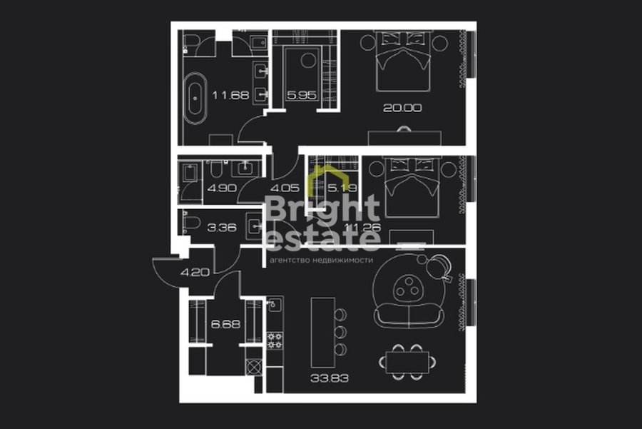 Продажа 2-комнатных апартаментов в ЖК Lunar. ID 14632