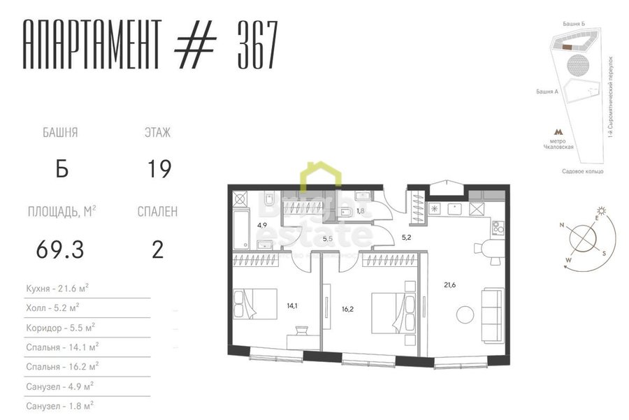 Дизайнерские апартаменты в клубном доме Chkalov. ID 14713