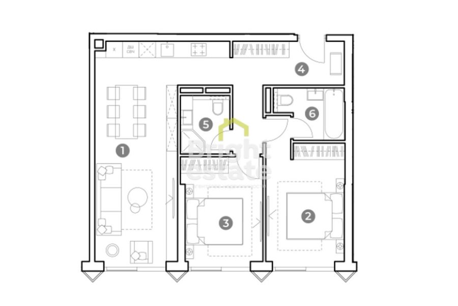 Купить 3-комнатные апартаменты 70,40 кв.м. в Nametkin Tower. ID 15397