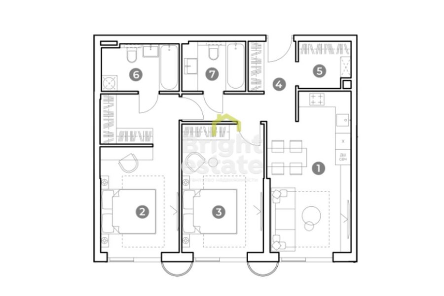 Продажа апартаментов с 2-мя спальнями в ЖК Наметкин Тауэр. ID 15408