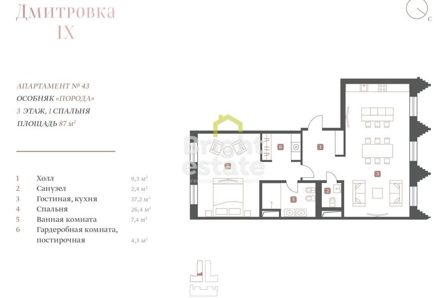 Продажа 2-комнатных апартаментов с премиальной отделкой в ЖК Большая Дмитровка IX. ID 16644
