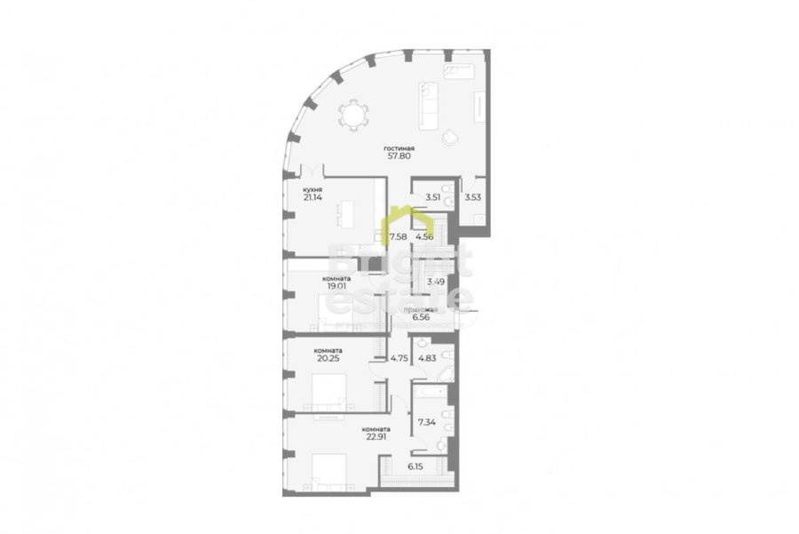 4-комнатный апартамент 192 кв.м. в ЖК SkyView на Пресне. ID 18513