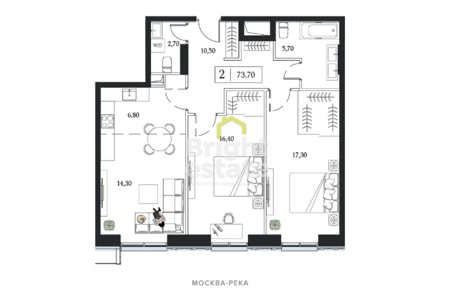 Купить 3-комнатную квартиру в ЖК Dream Towers, Нагатинский Затон. ID 18715