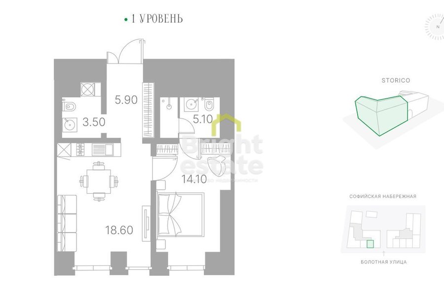 Купить 2-комнатную квартиру в клубном доме DUO на Софийской набережной. ID 19003