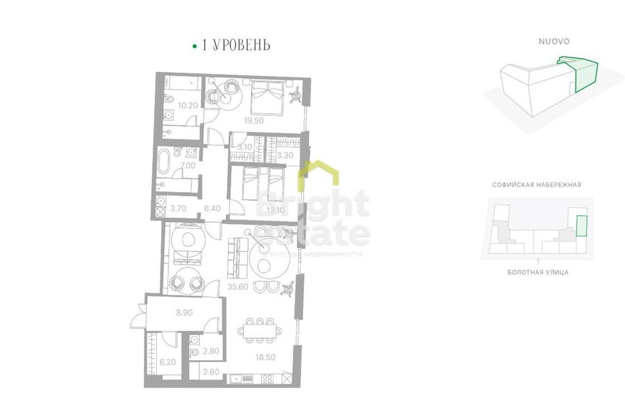 Купить 3-комнатную квартиру в клубном доме DUO. ID 19011