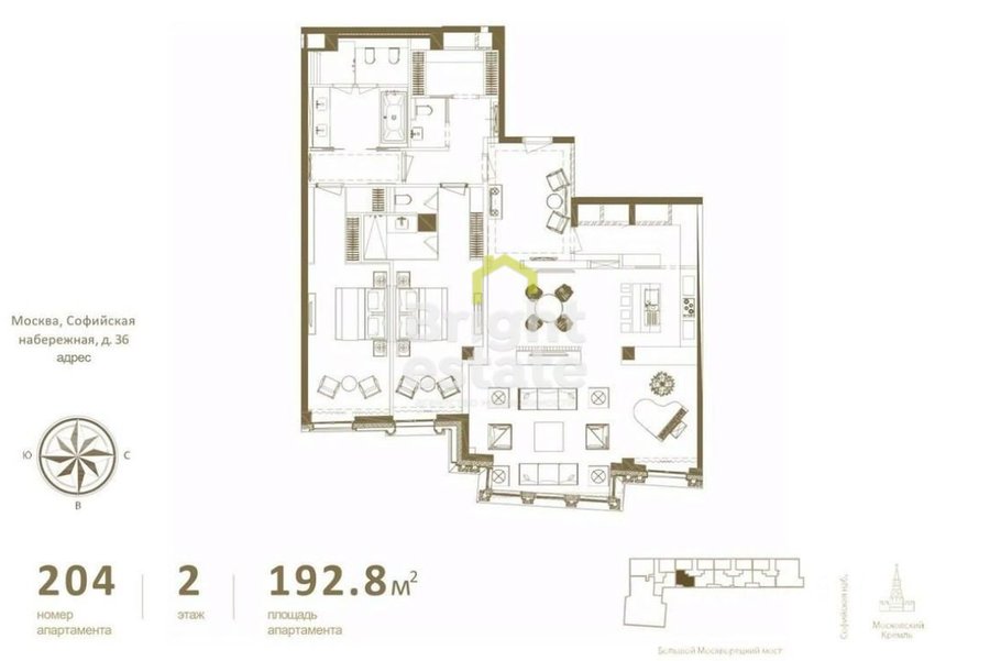 Купить 4-комнатные апартаменты без отделки в ЖК Резиденция 1864. ID 19818