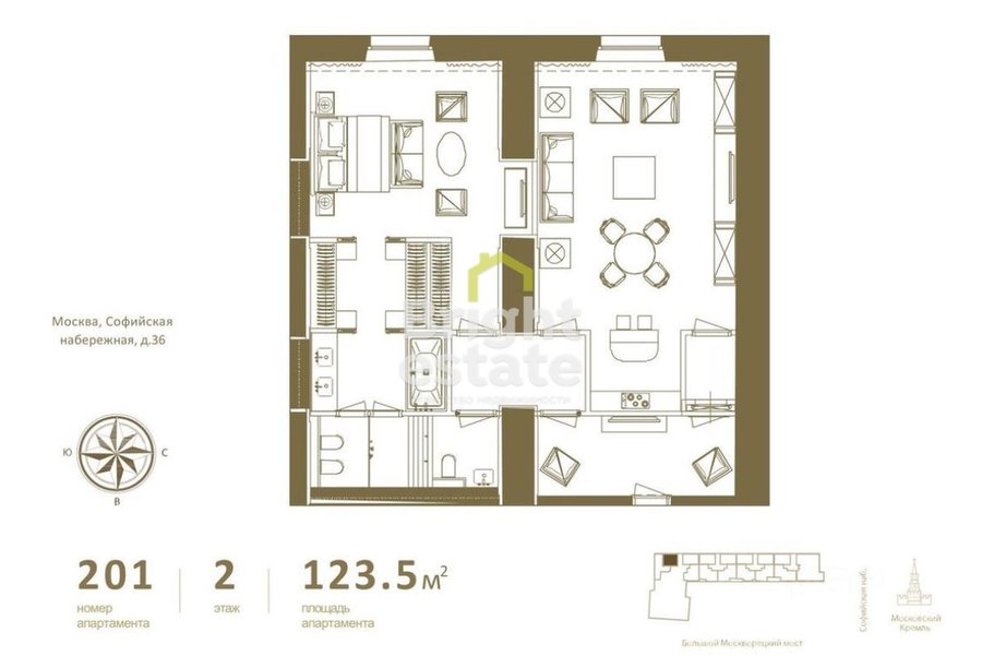 Купить 2-комнатные апартаменты в ЖК Резиденция 1864. ID 19822