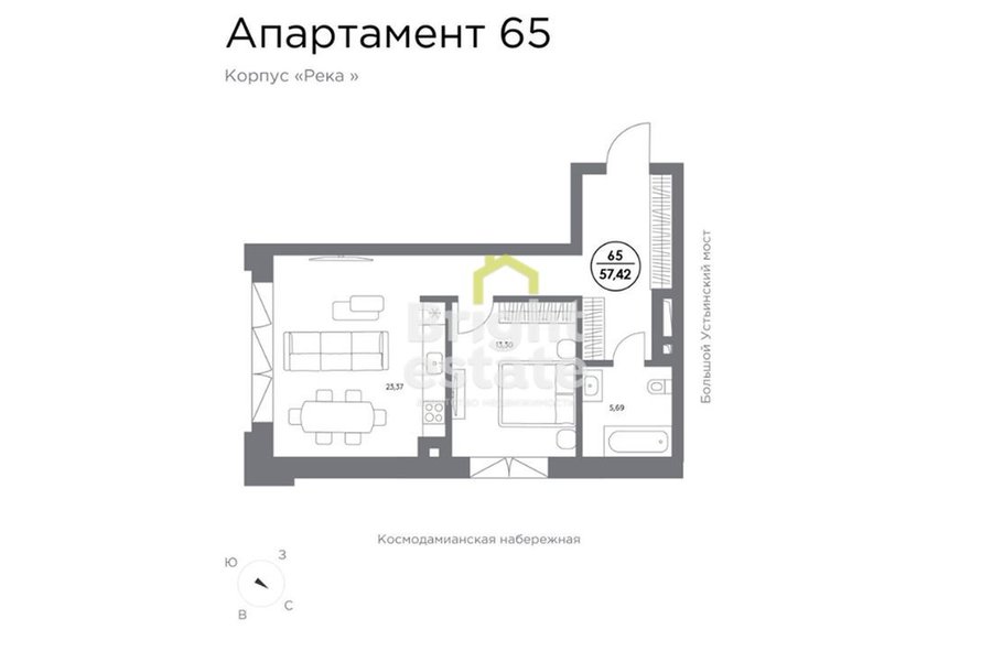 Купить 1-комнатные апартаменты в клубном доме КОСМО 4/22, ЦАО. ID 19839