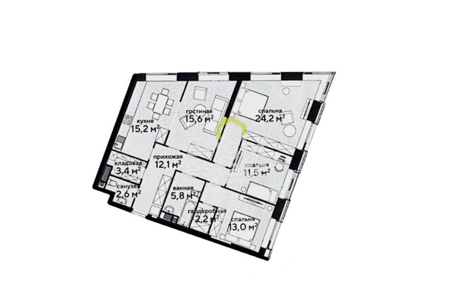 Купить 3-комнатную квартиру без отделки в ЖК Wellton Towers. ID 20863