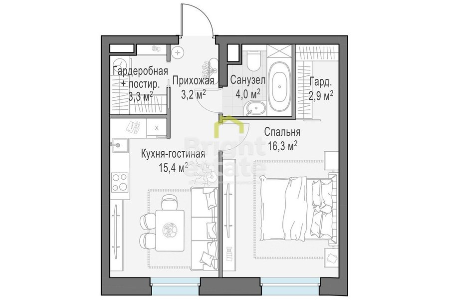 Купить 2-комнатную квартиру без отделки в ЖК Foriver, ЮАО. ID 21896