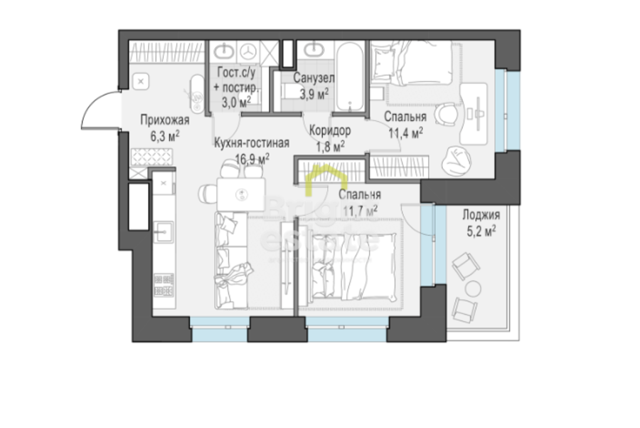 Купить 2-комнатную квартиру в ЖК Foriver, ЮАО. ID 21905