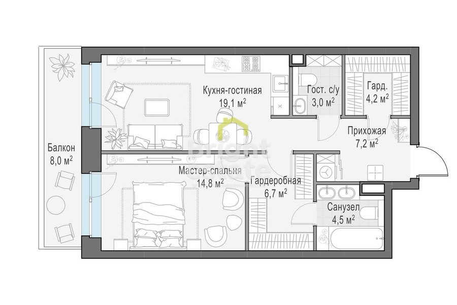 Купить 3-комнатную квартиру в ЖК Foriver, ЮАО. ID 21908