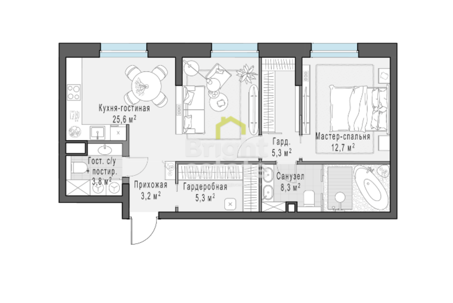 Купить 3-комнатную квартиру в ЖК Foriver, ЮАО. ID 21908