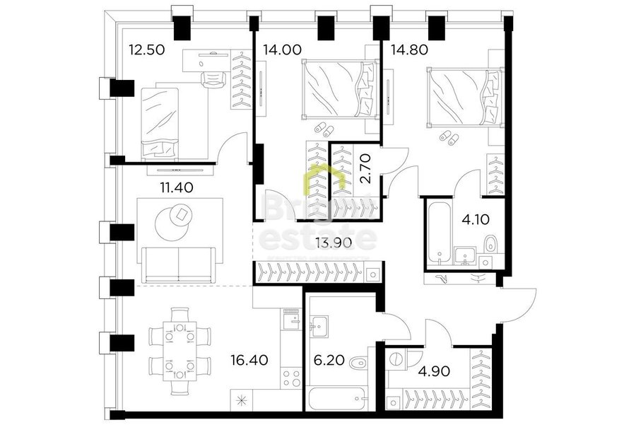 Купить 4-комнатная квартира без отделки в жилом комплексе Injoy. ID 21941