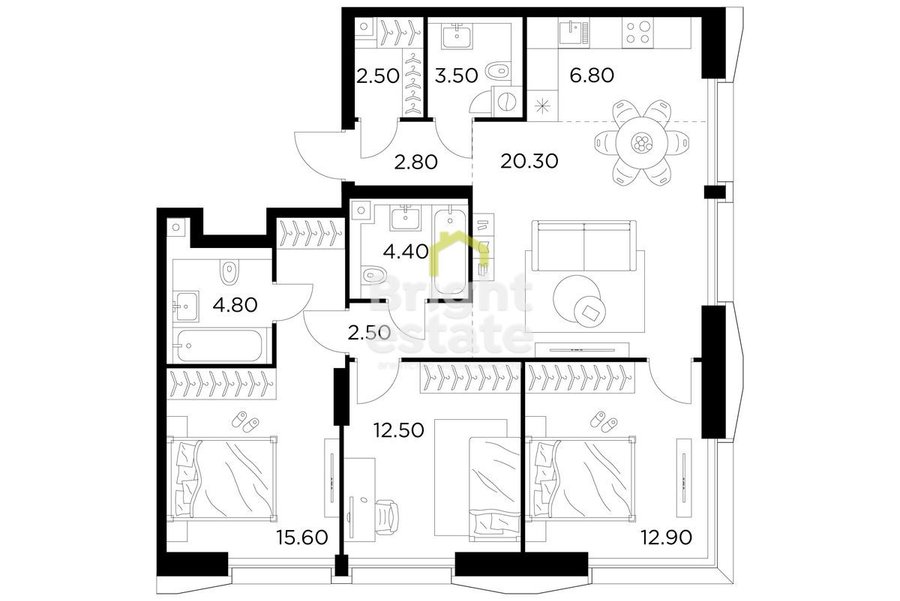 Купить 4-комнатную квартиру в ЖК Injoy. ID 21943
