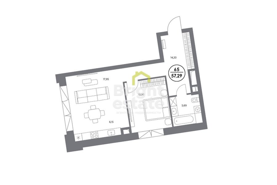 КОСМО 4/22 - продажа 2-комнатной квартиры. Лот №22022 КОСМО 4/22 - продажа 2-комнатной квартиры. ID 22022