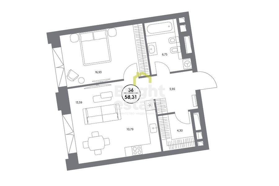 Купить квартиру 58 кв.м. в жилом комплексе КОСМО 4/22. ID 22025