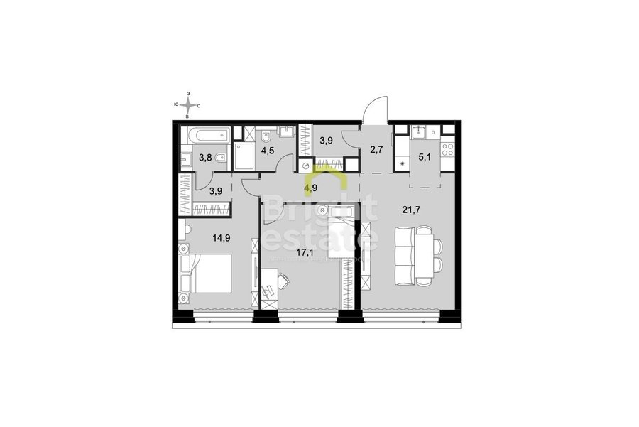 Купить 3-комнатную квартиру в современном жилом комплексе Amber City. ID 22540