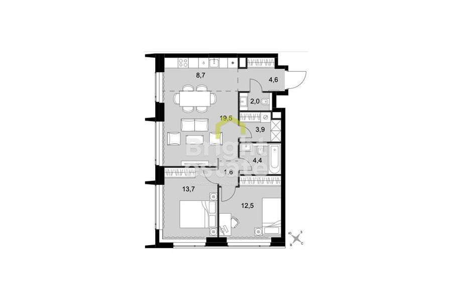 Купить 3-комнатную квартиру без отделки в ЖК Amber City, САО. ID 22541