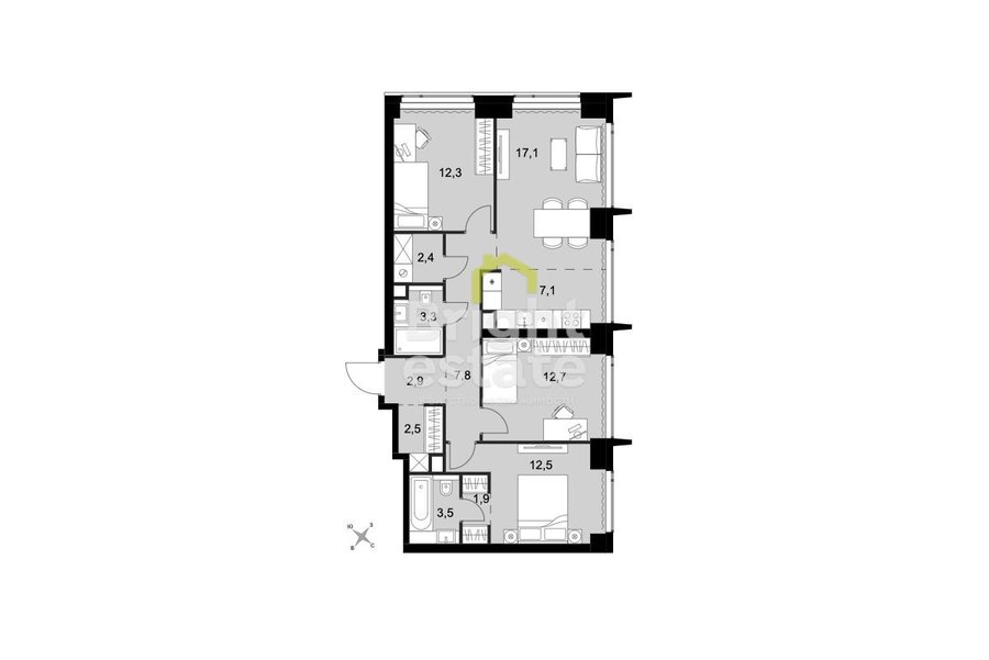 Продажа 4-комнатной квартиры без отделки в жилом комплексе Amber City, САО. ID 22542