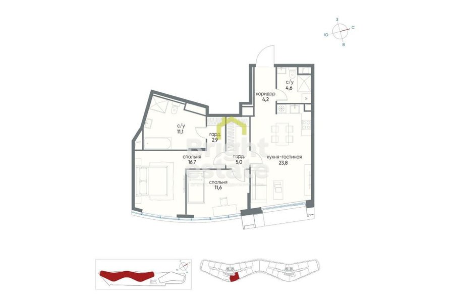 Продажа 3-комнатной квартиры в квартале бизнес-класса Остров. Лот №23669 Продажа 3-комнатной квартиры в квартале бизнес-класса Остров. ID 23669