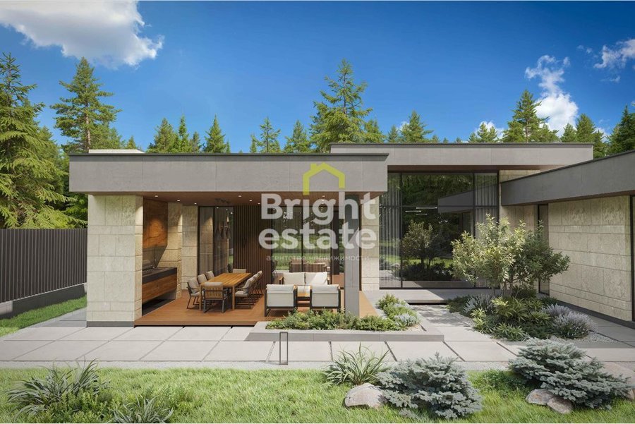 Купить одноэтажный дом в современной эстетике в КП Европа. ID 23973